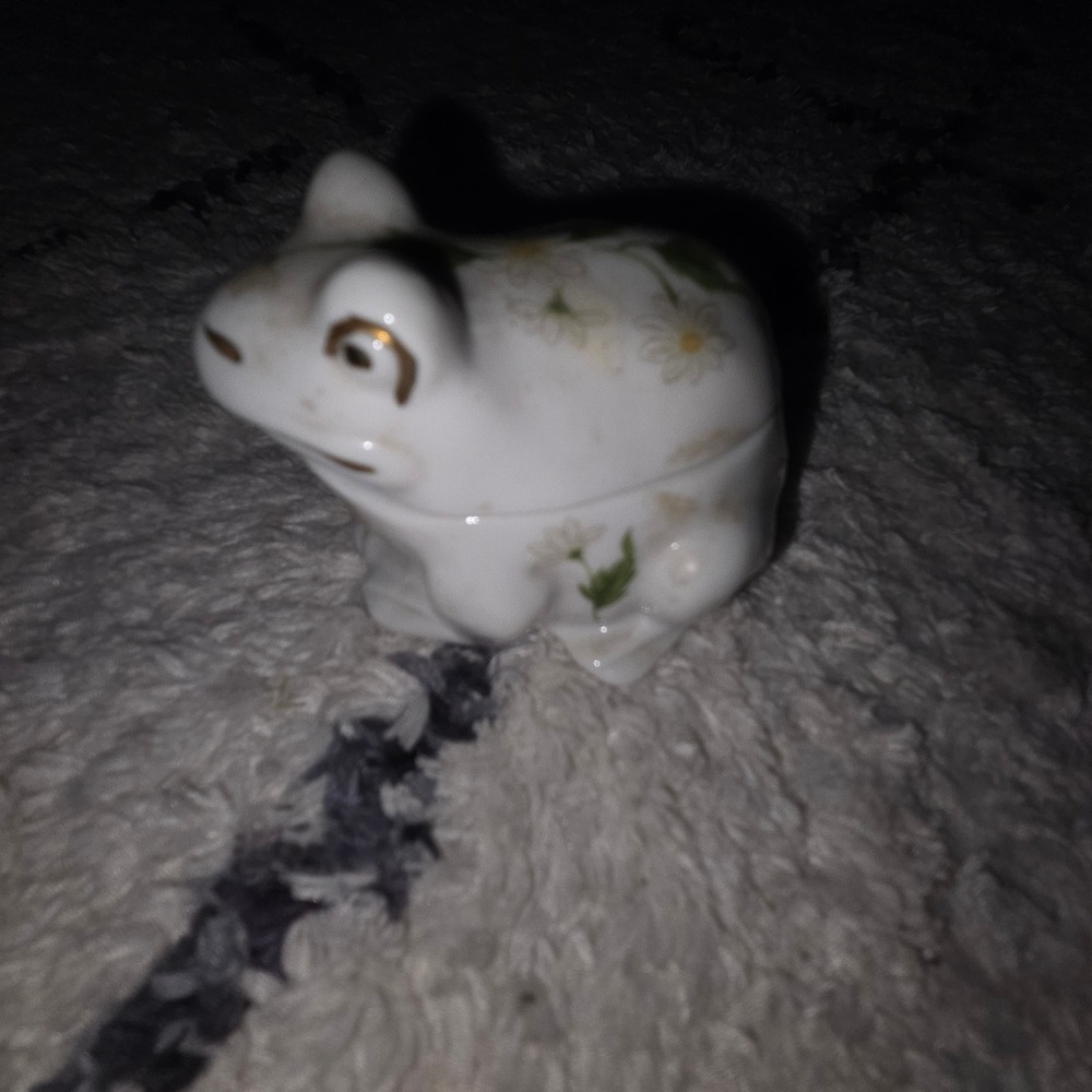 Frog‎ Trinket Box Ceramic Floral Decor Cottagecore Jewelry Holder made in Japan